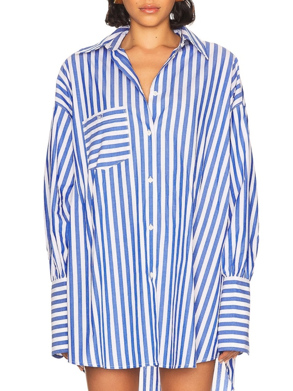 Lands’ End 100% Cotton Blue/White Striped Button Up Shirt - 20W